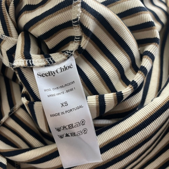 See by Chloe Striped Flutter Sleeve Jersey Dress XS - Picture 9 of 9